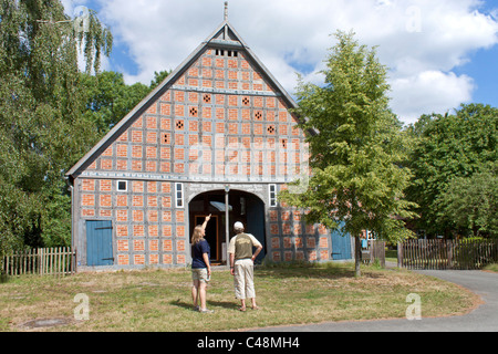 Maison à colombages dans la Loge, Wendland, Basse-Saxe, Allemagne Banque D'Images