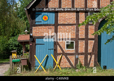 Maison à colombages dans la Loge, Wendland, Basse-Saxe, Allemagne Banque D'Images