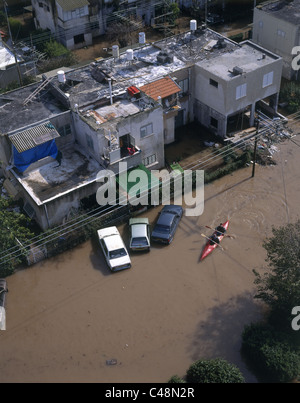 Photographie aérienne d'un fluded dans le nord du quartier Carmel ridge Banque D'Images