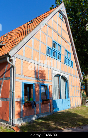 Maison à colombages dans la Loge, Wendland, Basse-Saxe, Allemagne Banque D'Images