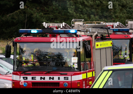 Incendie sur un appel d'urgence Banque D'Images