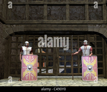 Les gardiens de la porte des légionnaires romains Banque D'Images