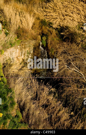 Photographie aérienne d'un ruisseau dans le sud du plateau du Golan Banque D'Images