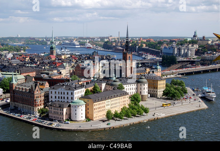 Vue sur Gamla Stan (vieille ville), Stockholm, Suède Banque D'Images