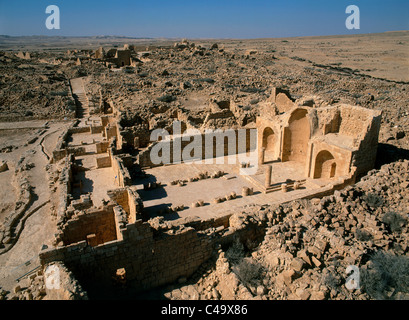 Photographie aérienne du ruines de Shivta dans le désert du Néguev Banque D'Images