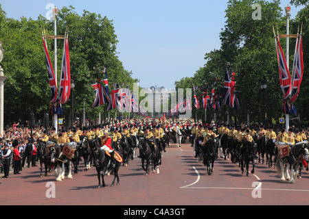 Cavalerie montée au centre commercial de la parade de la cérémonie des couleurs. Banque D'Images