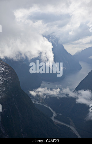 Antenne de Milford Sound, Nouvelle Zélande Banque D'Images