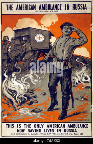 C'est la seule ambulance américaine maintenant sauver des vies en Russie l'American ambulance en Russie poster Banque D'Images