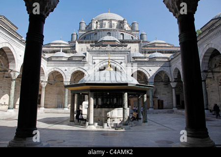 Cour de la mosquée du Sultan Bayezid II à Istanbul, Turquie Banque D'Images