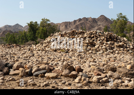 Manlo cairns, tombes pré-islamique à la base de l'escarpement de Daallo, le Somaliland, en Somalie Banque D'Images