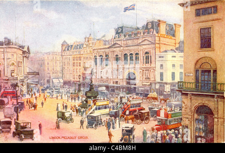 Carte postale de Piccadilly Circus, Londres Banque D'Images