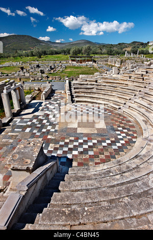 L 'Ekklesiasterion' ('Assemblée générale Hall') un théâtre-comme la construction dans l'ancienne Messène (ou) Messini, Messénie, Grèce Banque D'Images