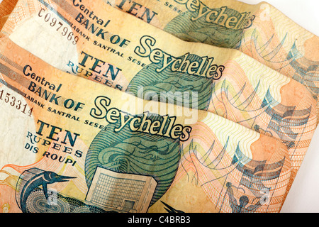 10 Notes des Seychelles Roupie Banque D'Images