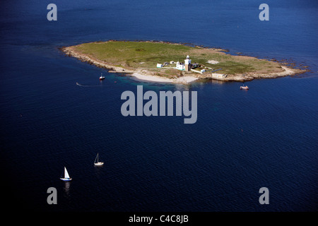 Vue aérienne de Coquet Island, Northumberland et la mer du Nord Banque D'Images