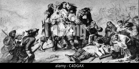 La Mort du maréchal de Turenne, Henri de la Tour d'Auvergne, vicomte de Turenne ; noir et blanc Illustration ; Banque D'Images