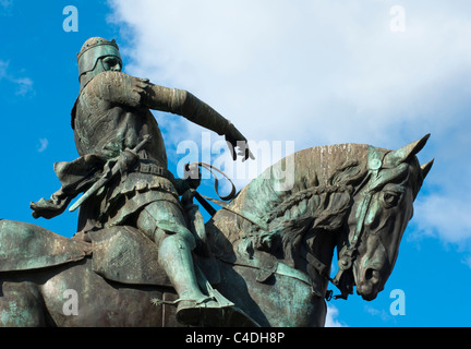 Statue d'Edouard Prince de Galles, le Prince Noir, dans la place de la ville. Le centre-ville de Leeds, West Yorkshire, Angleterre. Banque D'Images