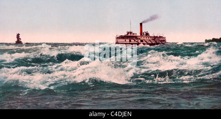 Bateau dans les Rapides de Lachine, près de Montréal, Canada 1900 Banque D'Images