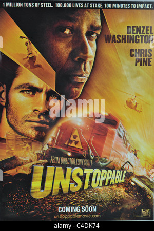 Poster Film Unstoppable 2010 film américain réalisé par Tony Scott avec Denzel Washington et Chris Pine Banque D'Images