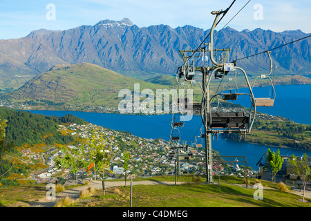 Queenstown et le lac Wakatipu en Nouvelle Zélande Banque D'Images