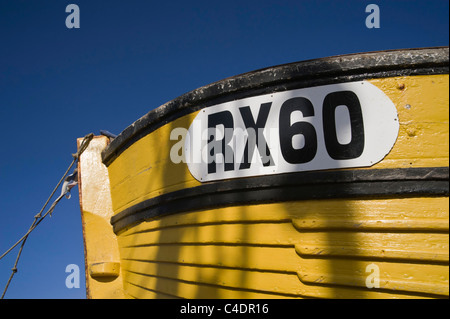 Détail de bateau de pêche en bois sur la plage au Hastings East Sussex England UK Banque D'Images