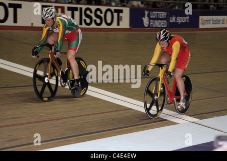 La Coupe du Monde de Cyclisme sur Piste Cyclisme Vélodrome de Manchester de la concurrence Février 2011 Banque D'Images