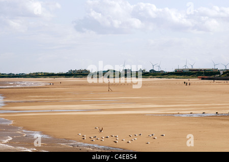 South beach bridlington East Yorkshire uk Sable Sable vide large côte déserte de l'angleterre grand grand espace ouvert de l'espace public Banque D'Images