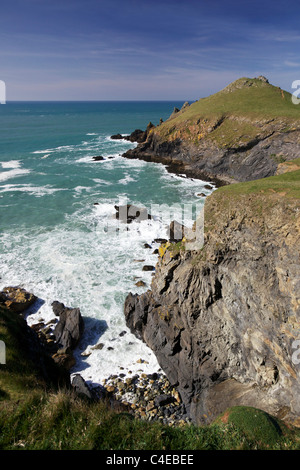 Croupions Point, en été, soleil, Plage, Près de Pentire Polzeath, côte nord des Cornouailles, Angleterre, RU, FR, Îles britanniques Banque D'Images