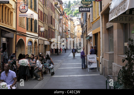 Rue des Moulins, Neuchâtel, Suisse. Banque D'Images