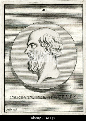 Portrait classique d'Hippocrate de Cos ou Kos de Hippocrate 460 BC à ca. BC 370 un médecin grec antique Banque D'Images