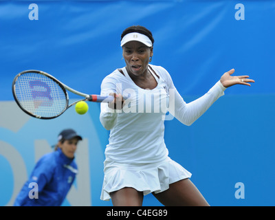 Venus Williams en action au tournoi de tennis International Aegon à Devonshire Park Eastbourne Banque D'Images