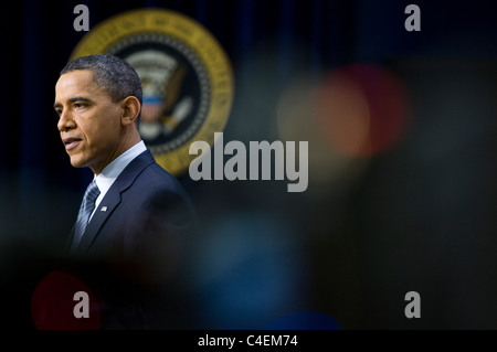 Le président Barack Obama participe à une conférence de presse à la Maison Blanche. Banque D'Images