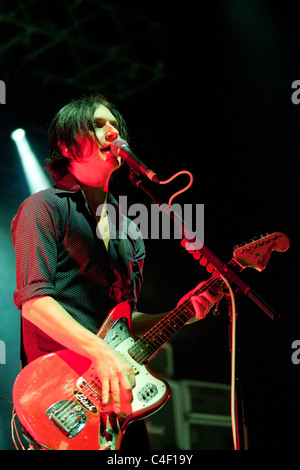 Les membres du groupe placebo sur le concert à Budapest, Hongrie, 2010.09.15 Banque D'Images