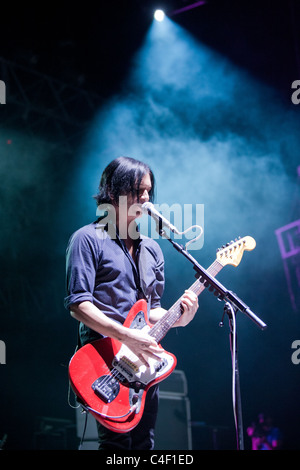 Les membres du groupe placebo sur le concert à Budapest, Hongrie, 2010.09.15 Banque D'Images