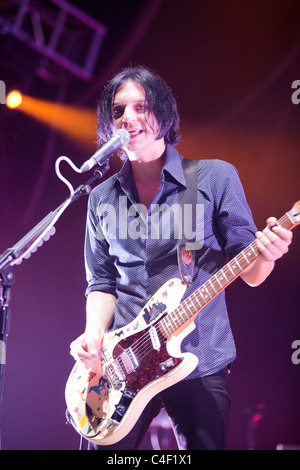 Les membres du groupe placebo sur le concert à Budapest, Hongrie, 2010.09.15 Banque D'Images