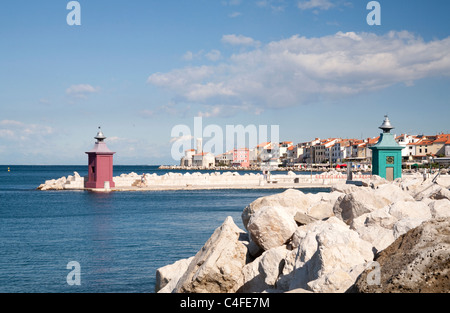 Entrée de la marina de la ville de Piran Slovénie Banque D'Images