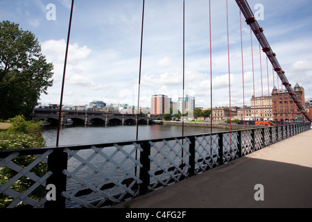 South Portland Street pont suspendu sur la rivière Clyde à Glasgow.Photo:Jeff Gilbert Banque D'Images