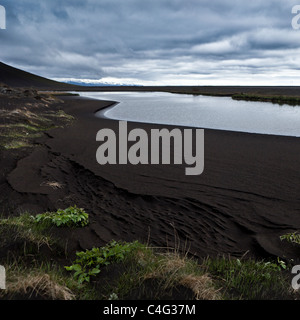 Skeidararsandur plaines d couverte de cendres de Grimsvotn nouvelle éruption volcanique, l'Islande Banque D'Images