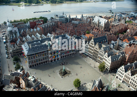 Vue du ciel - Antwerpen Anvers vue sur la ville Banque D'Images