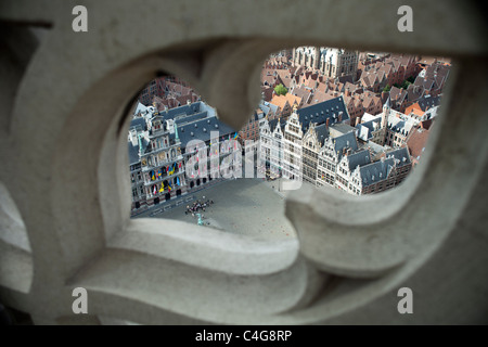 Timbre cathédrale tour Anvers Belgique Banque D'Images