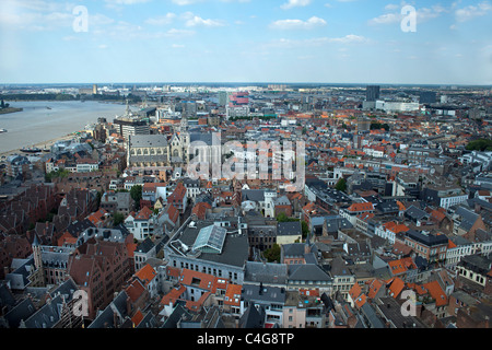 Vue du ciel - Antwerpen Anvers vue sur la ville Banque D'Images