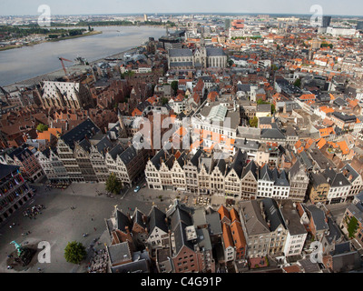 Vue du ciel - Antwerpen Anvers vue sur la ville Banque D'Images