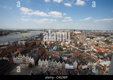 Vue du ciel - Antwerpen Anvers vue sur la ville Banque D'Images