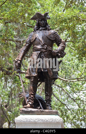 Fondateur Colonial, le général Oglethorpe monument, Chippewa Square, Savannah, Géorgie Banque D'Images
