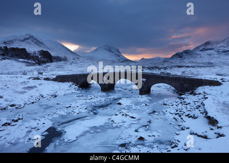 Glen Sligachan & les Cuillin en hiver, l'île de Skye, Écosse Banque D'Images