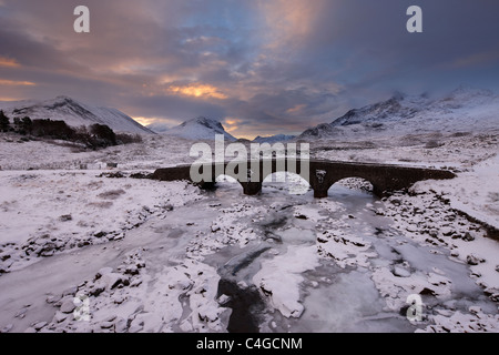 Glen Sligachan & les Cuillin en hiver, l'île de Skye, Écosse Banque D'Images