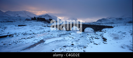 Glen Sligachan &les Cuillin en hiver, l'île de Skye, Écosse Banque D'Images