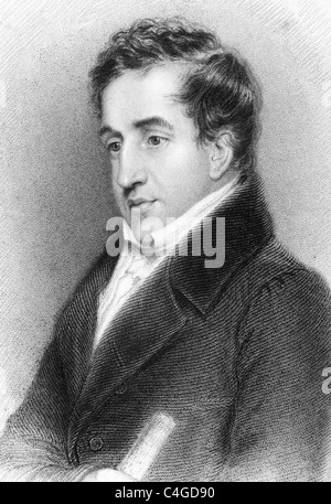 John Cam Hobhouse, 1er baron Broughton (1786-1869) sur gravure de 1834. Homme politique britannique et mémorialiste. Banque D'Images