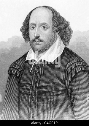 William Shakespeare (1564-1616) gravure sur des années 1800. Le poète et dramaturge anglais. Banque D'Images