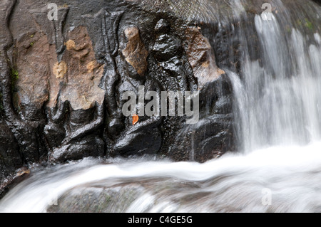 Sculptures sur roc à Kbal Spean dans les montagnes du Kulen près de Angkor, Cambodge Banque D'Images