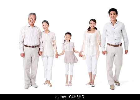 Heureux Famille multigénération, Studio Shot Banque D'Images